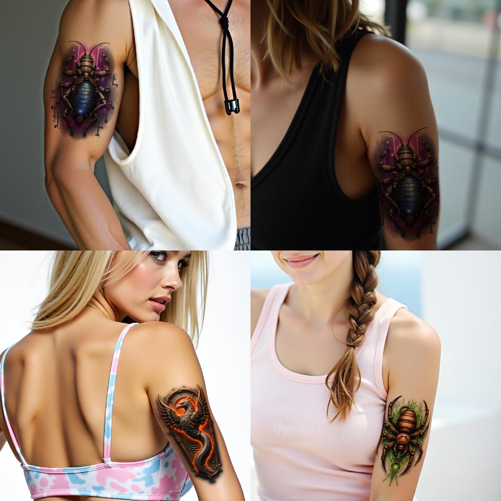 3PCS Temporary Tattoos Long Lasting Body Stickers Robot Mechanical Animals Adult Tattoo Stickers Cosplay Party Stickers Props