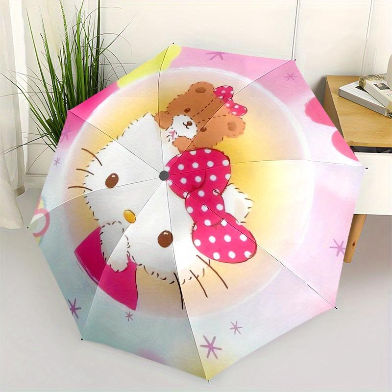 

1pc Hello Kitty with Teddy Bear Umbrella with Plastic Handle,Suitable for All Seasons Home Travel Outdoor UmbrellaSanlio394