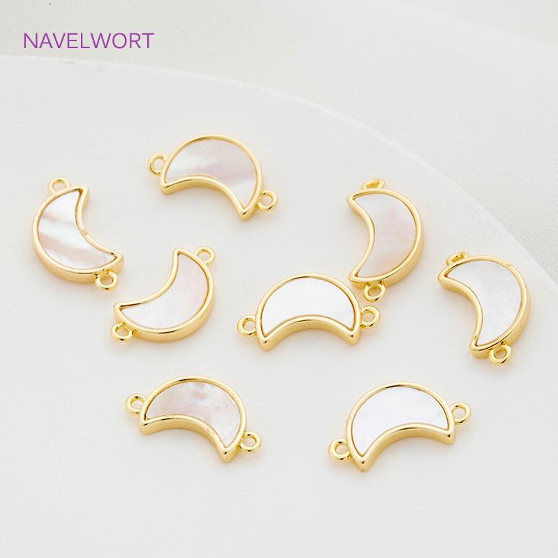 2 Sizes Shell material Crescent Moon Pendant Connectors 18K Gold Plated High Quality Pendant Crafts DIY Jewelry Making Findings
