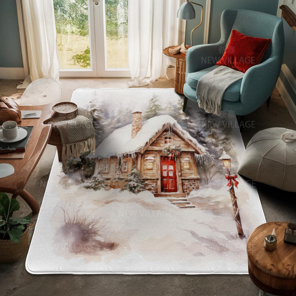House Entrance Carpet Home Door Mat Living Room Bath Foot Bathroom Non-slip Water Absorption Rugs Bath Merry Christmas Winter