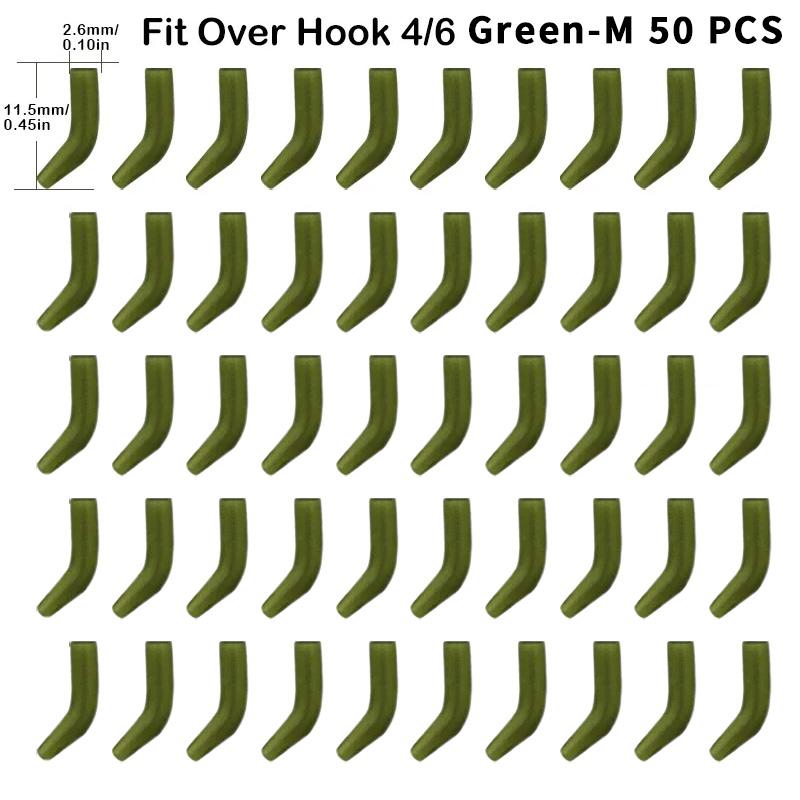 50PCS Carp Fishing Hook Kickers Anti-Tangle Hook Deflectors for Bottom Rigs Green & Brown Fishhook Sleeves