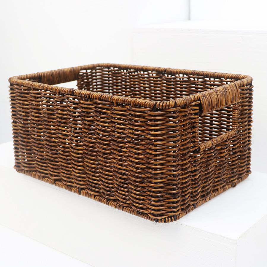 Imitation Rattan Storage Basket Household Large-capacity Clothes Sundries Desktop Snacks Toys Sorting Kitchen Storage Basket
