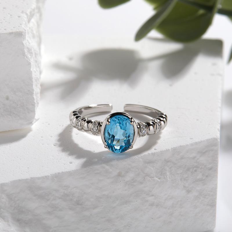 Natural Gemstone Jewelry S925 Sterling Silver With Natural Colored Treasure Ring Women'S Earrings Jewelry