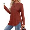 Women's Autumn New Loose Round Neck High and Low Curved Hem Top