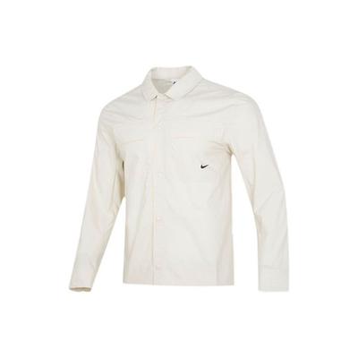 Solid Color Interlock Placket Long Sleeve Shirt Men Tops White DM6640-104