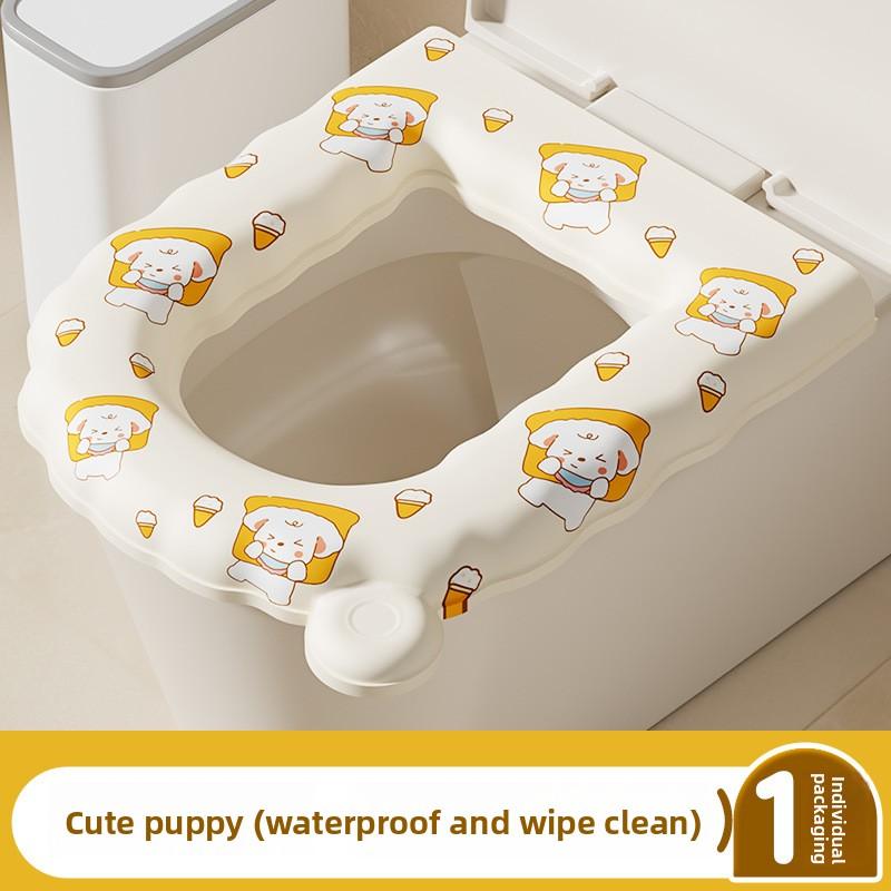 

Waterproof All-Season Adhesive Toilet Seat Cover Cake Puppy