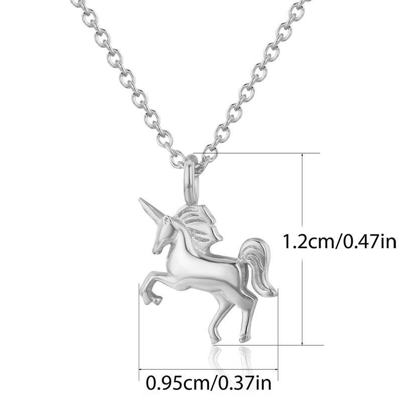 Cute Small 925 Sterling Silver Horse Charm Pendant Choker Necklace For Women Girls Fashion Jewelry Adjustable Cross Chain 45Cm