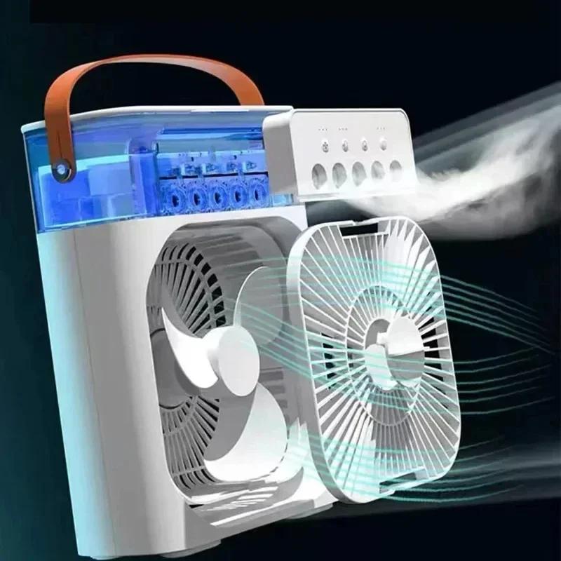 Portable Air Humidifier Fan Air Conditioner USB Electric Fan LED Night Light Water Mist Fun 3-in-1 Air Cooler
