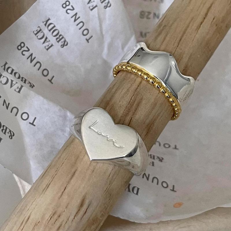 BF CLUB 925 Sterling Rings for Women Fashion Geometric Handmade Irregular Big Heart Shape Ring Party Christmas Gift