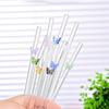 8Pcs Glass Smoothie Straw, Reusable Clear Drinking Straws for Smoothie Milkshakes Environmentally Friendly Drinkware Straw
