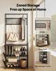 Hall Tree, 1800 mm Coat Rack with Shoe Storage, Freestanding 4-Tier Shoe Rack Organizer with Hooks, Side Pocket and Wire Shelf, Steel Frame Entrance