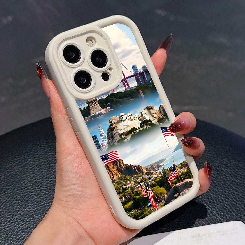USA America Flag Thicken TPU Mobile Phone Case for iPhone 17 16 15 14 13 12 11 Air Pro Max Plus Colorful Cover