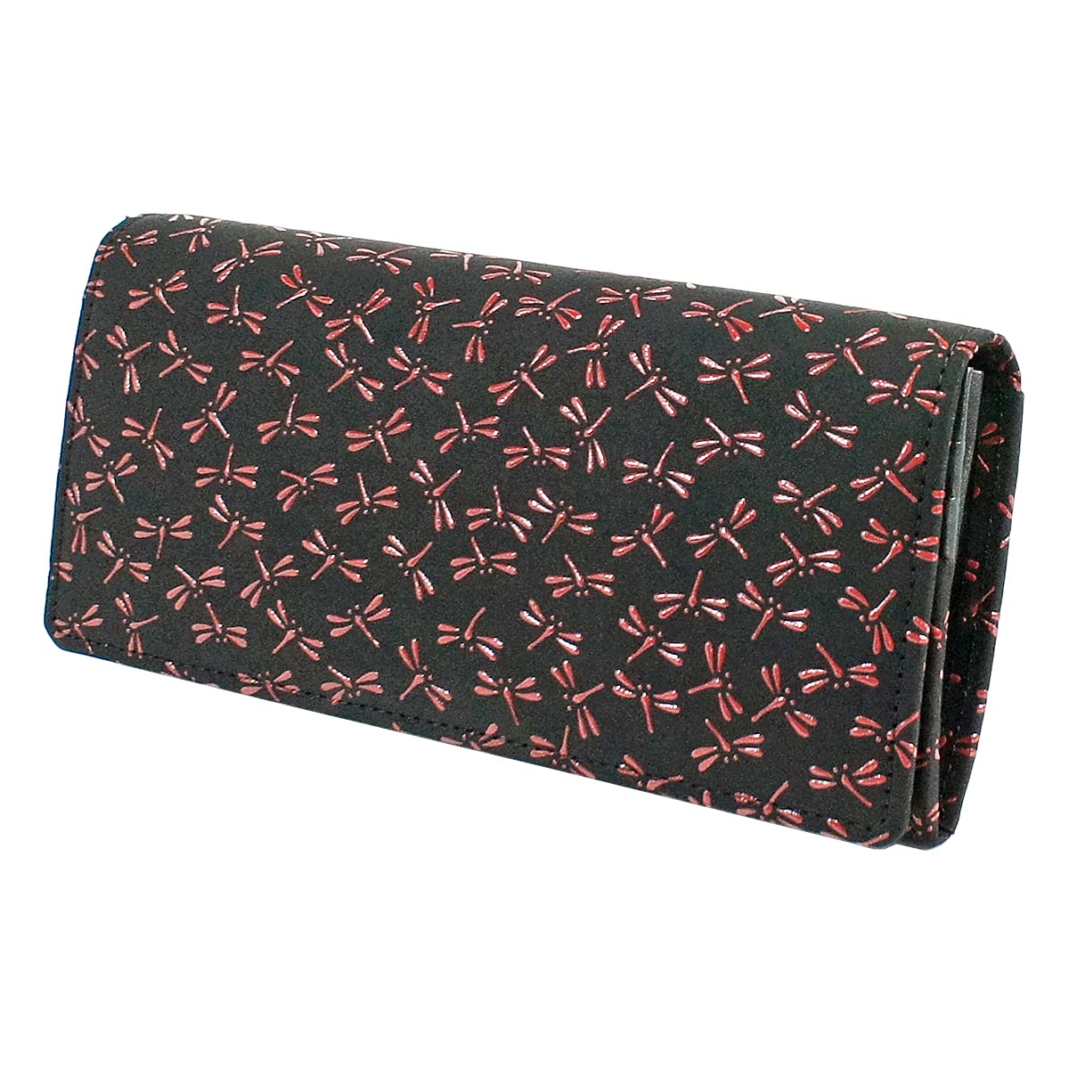 

Inden Long Wallet Bundle Q with Coin Purse Deerskin Black x Red Lacquer Dragonfly Pattern [Indenya] 2308-21-008