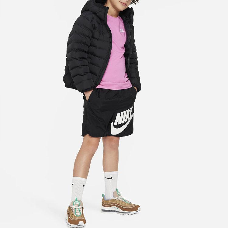 Nike Sportswear Logo Embroidered Round Neck Sports Short Sleeve T-Shirt Kids Tops Pink AR5254-620