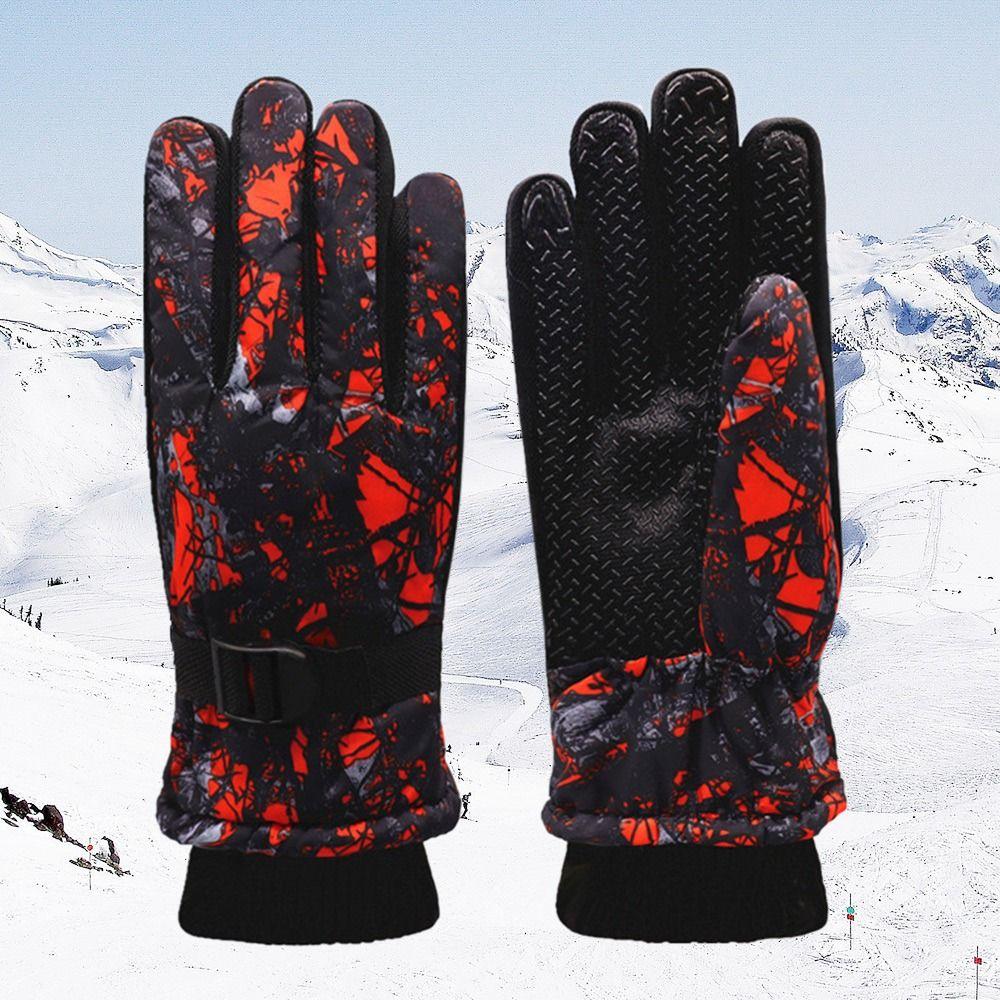 Non-slip Thicken Warm Snow Snowboard Children Ski Gloves Windproof Waterproof Long-sleeved Mitten