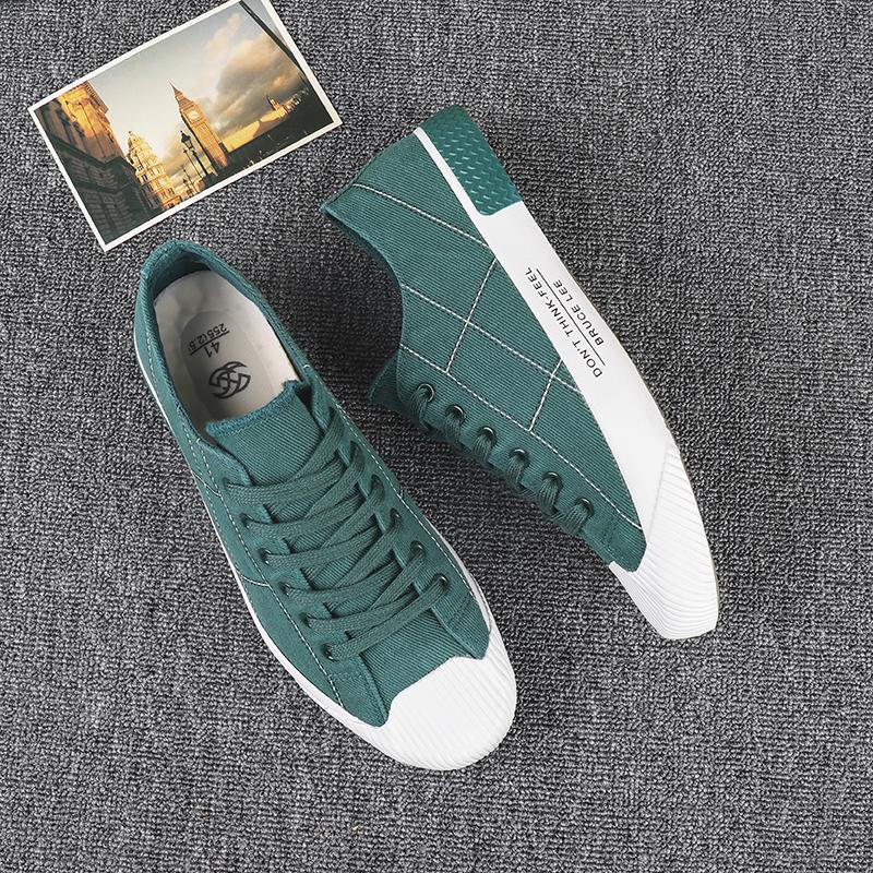 Original Green Men's Canvas Sneakers Fashion Casual Lightweight Espadrilles Men Breathable Lace-up Leisure Men Vulcanize Shoes