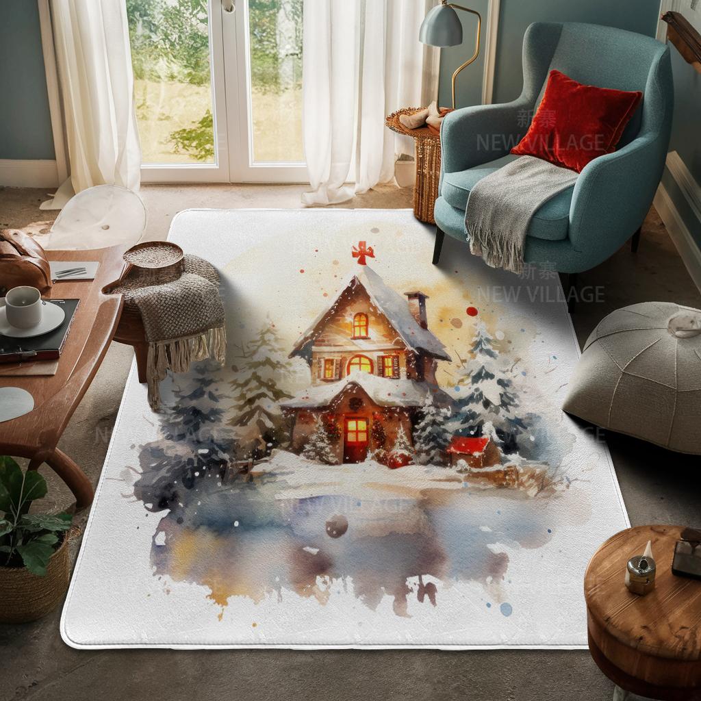 House Entrance Carpet Home Door Mat Living Room Bath Foot Bathroom Non-slip Water Absorption Rugs Bath Merry Christmas Winter