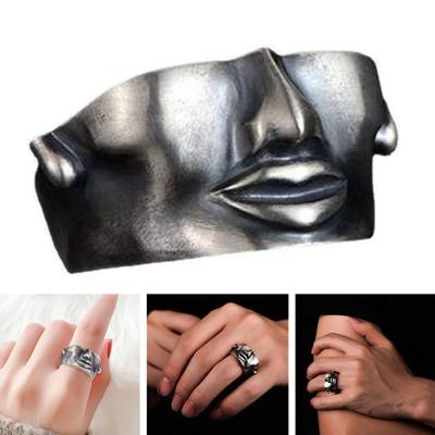 Ring Kreatives Design Galvanik Textur Halbgesichtsring Für Männer Trendiger Persönlichkeitsring Schmuck