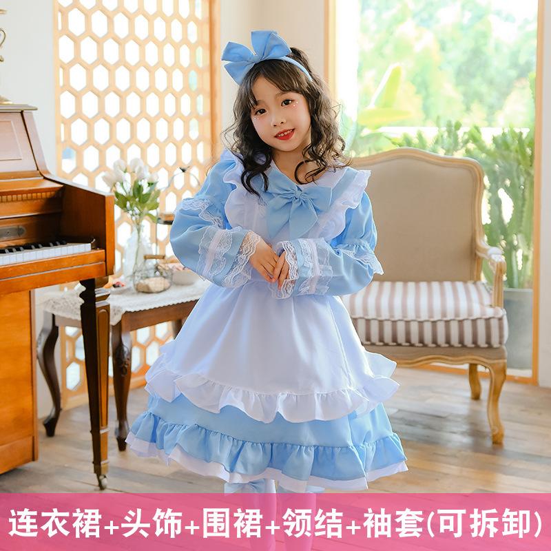 Japanese Black Alice Sleepwalking Maid Dress Halloween Princess Dress Children Girls Show Costume Foreign Trade