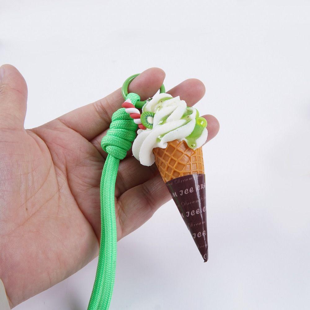 Fruit Flavored Realistic Dessert Pendan Cute Food Shaped Keyring Ice Cream Keychain Women