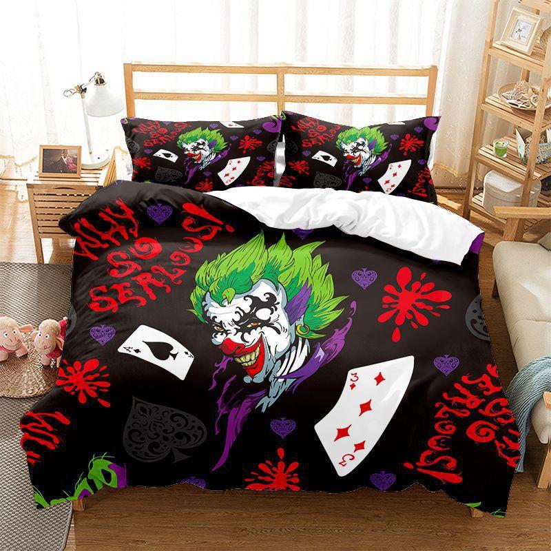 Poker Bedding Set Clown Poker Cards Game Theme Duvet Cover Set Geometric Pattern Comforter Cover For Kids Adults Bedroom Decor