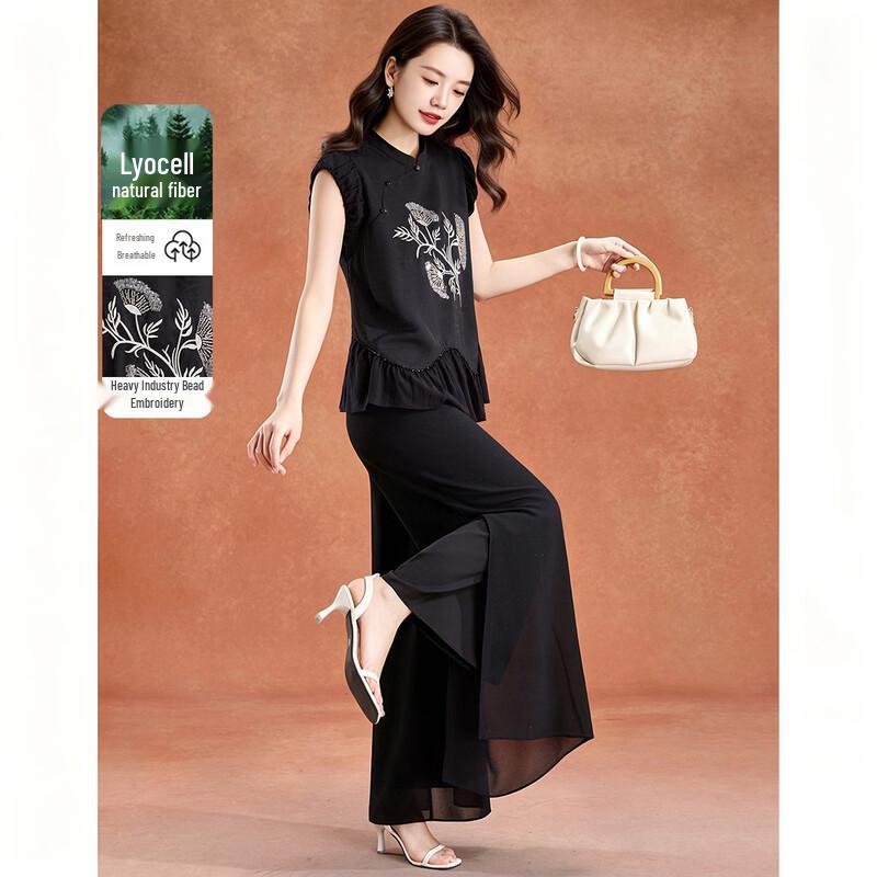 Women s New Chinese Style Tencel Embroidered Set 3XL
