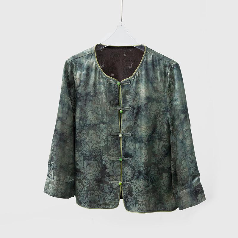 

Reversible Mulberry Silk Xiangyun Top: Single-Breasted, Loose Fit, Slimming Round Neck Jacket. XL ярко-розовый