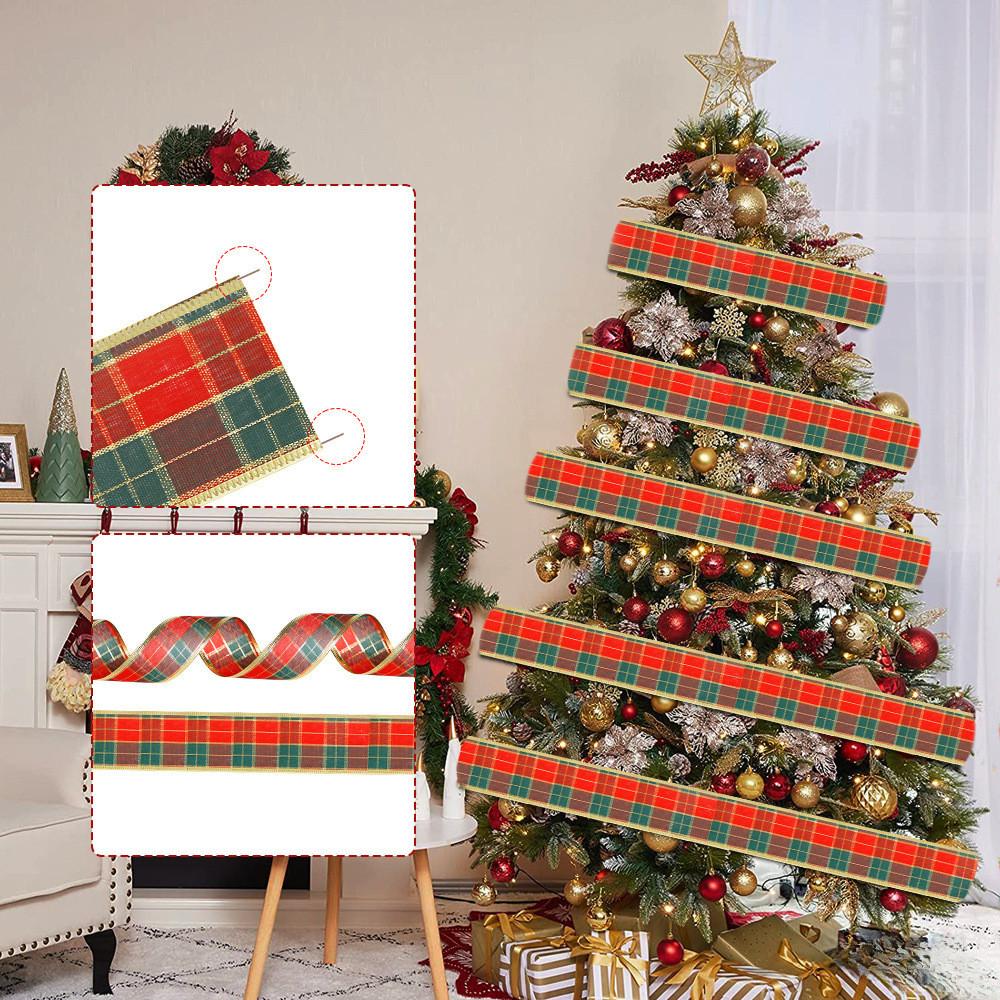 Pvc Christmas Premium Decorations Scottish Plaid Ribbon For Festive Tree Decor