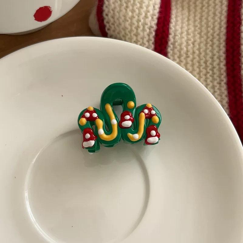 Painted Wavy Trumpet Hair Clips Bangs ClipsNew Year Fun Christmas StockingsHair Clips Hair Accessories