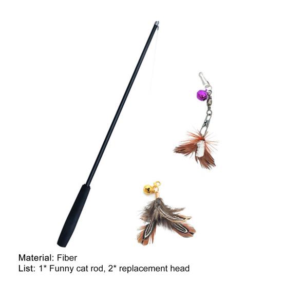 1.8m Cat Wand Toy High Toughness Extra Long Chasing Toy Retractable Cat with 2 Feather Bell Replacement for Indoor