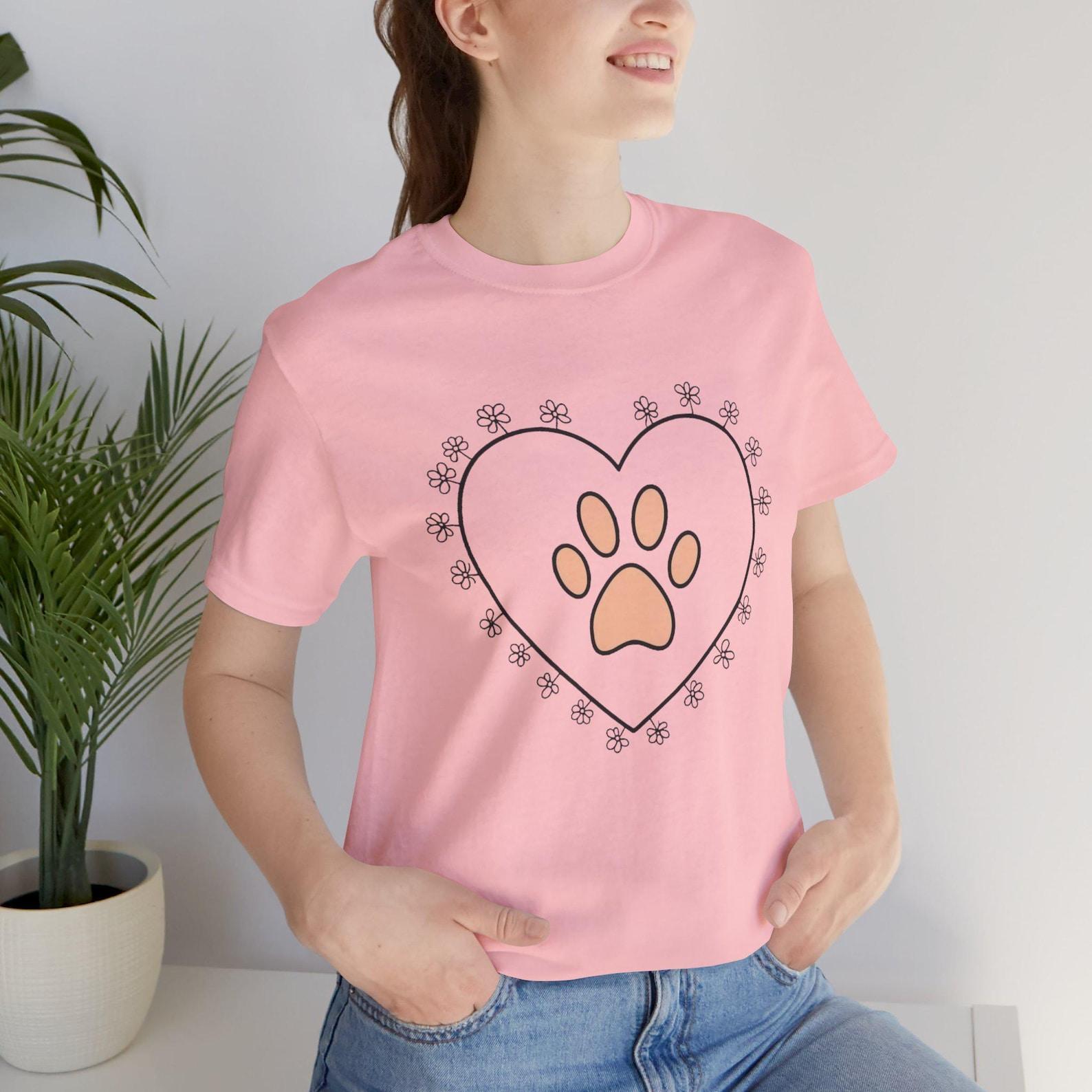 Dog Mom Heart Shirt, Paw Print Heart Tshirt, Dog Lover Tee, Pet Mom Shirt, Fur Baby Mama Gift M