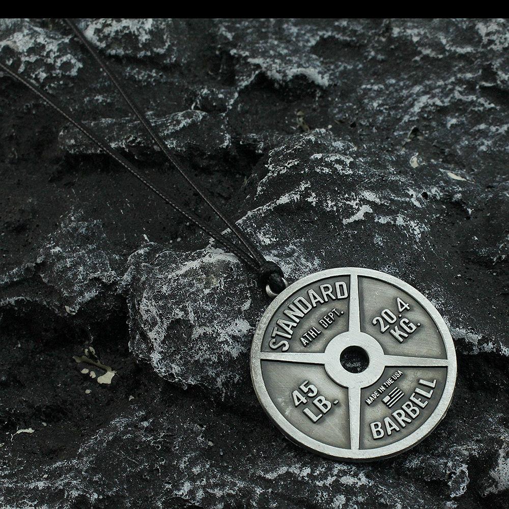 Posilovací talíř Činka Přívěsek na činku Pánské Náhrdelník do posilovny Vzpírání Kulturistika Cvičení Šperky Doplňky Dárek