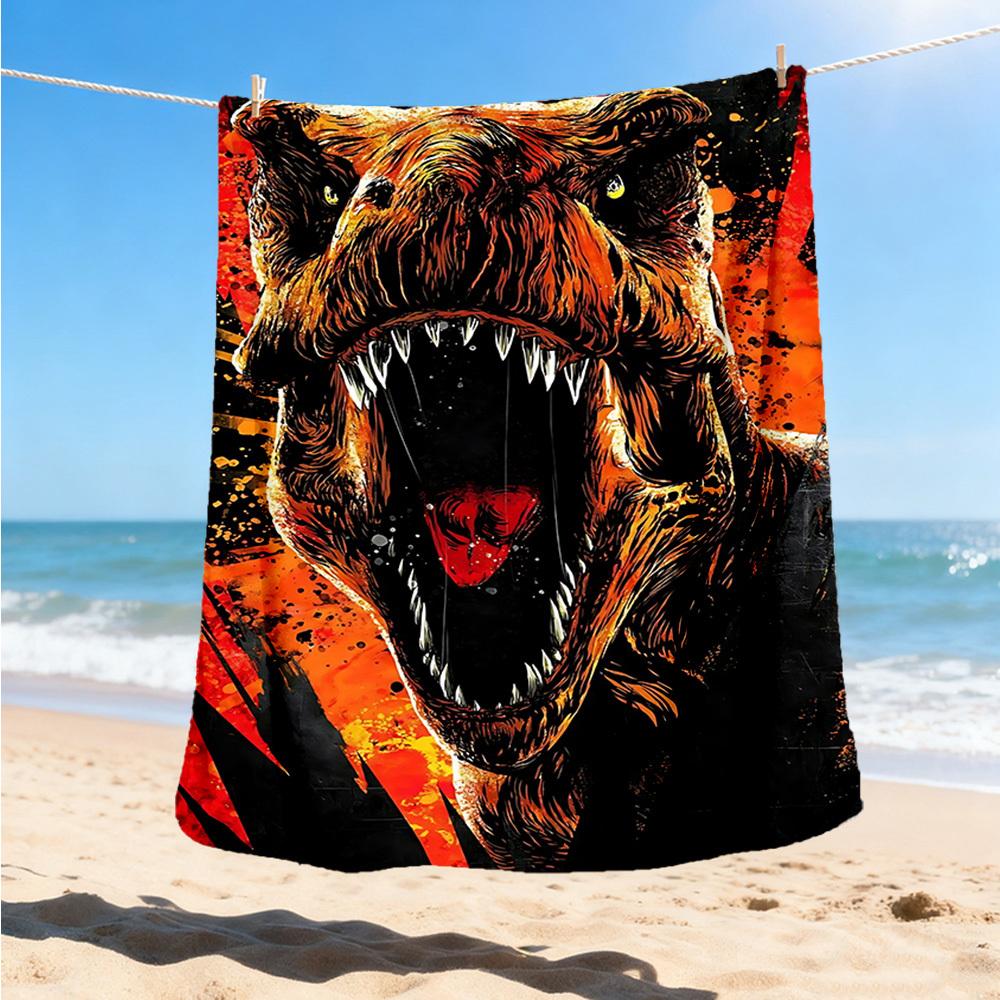 1pc Dinosaur Art Print Outdoor Blanket, Lightweight Polyester,