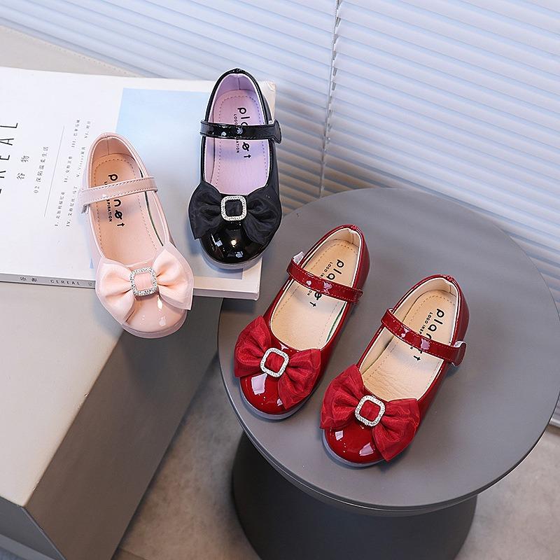 New Autumn Metal Bow Lady Style Elegant Toddler Shoes Fashion Casual Flats Baby Footwear