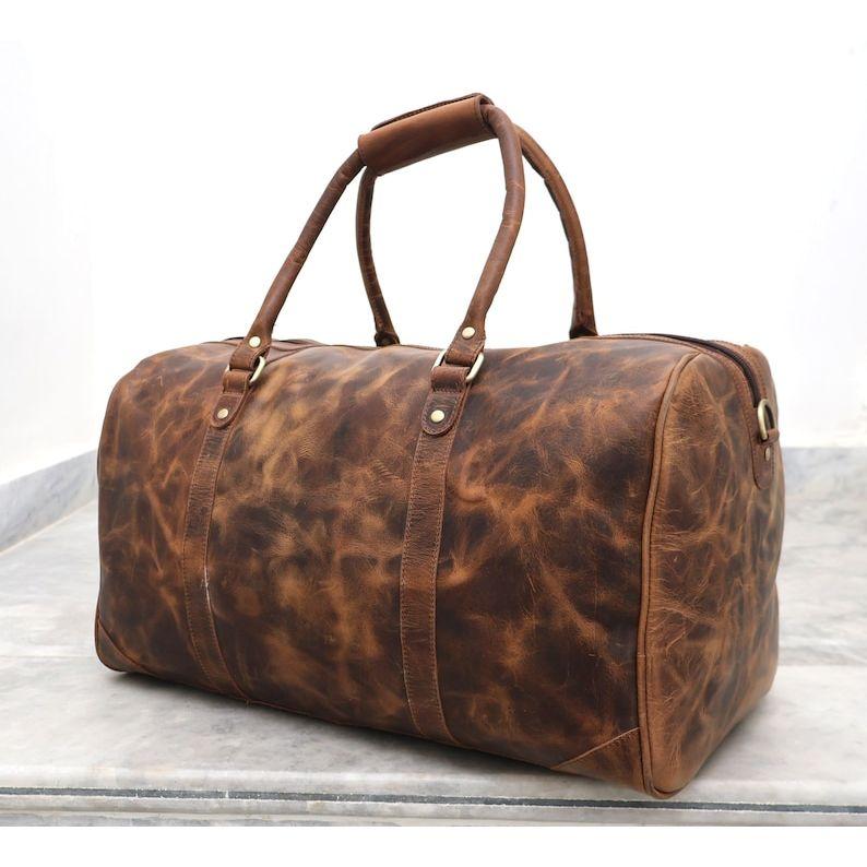 Leather Duffel Bag for Travel Buffalo Leather Weekender Outdoor Duffle Bag Carry On Holdall Groomsmen Best Man Wedding Gifts