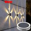 Outdoor Solar Wall Light Waterproof Round Petal Garden Ground-Mounted Lamp with 8 Modes for Deck Fence Landscape Lighting
