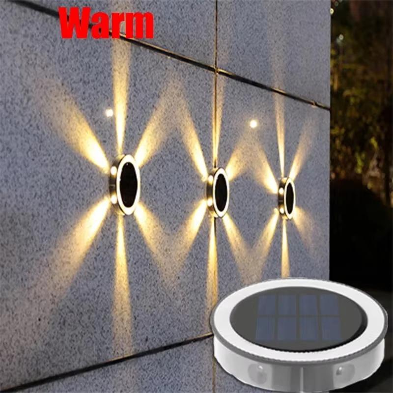Outdoor Solar Wall Light Waterproof Round Petal Garden Ground-Mounted Lamp with 8 Modes for Deck Fence Landscape Lighting