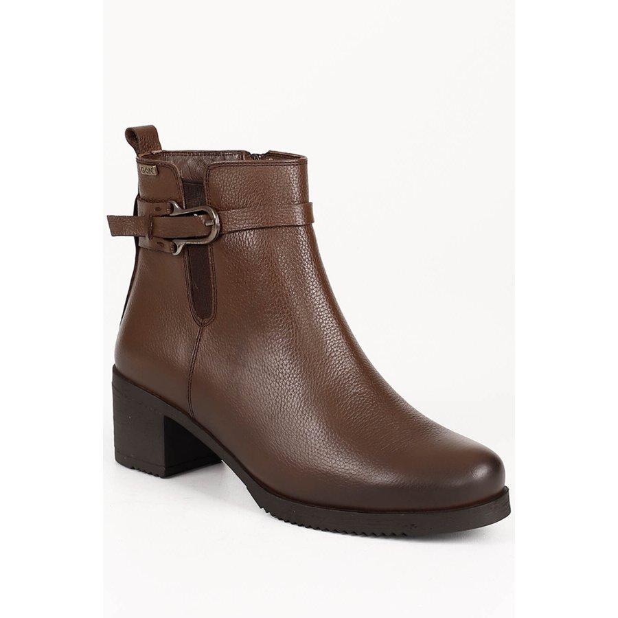 Women's Genuine Floter Leather Medium Heeled Casual Boots