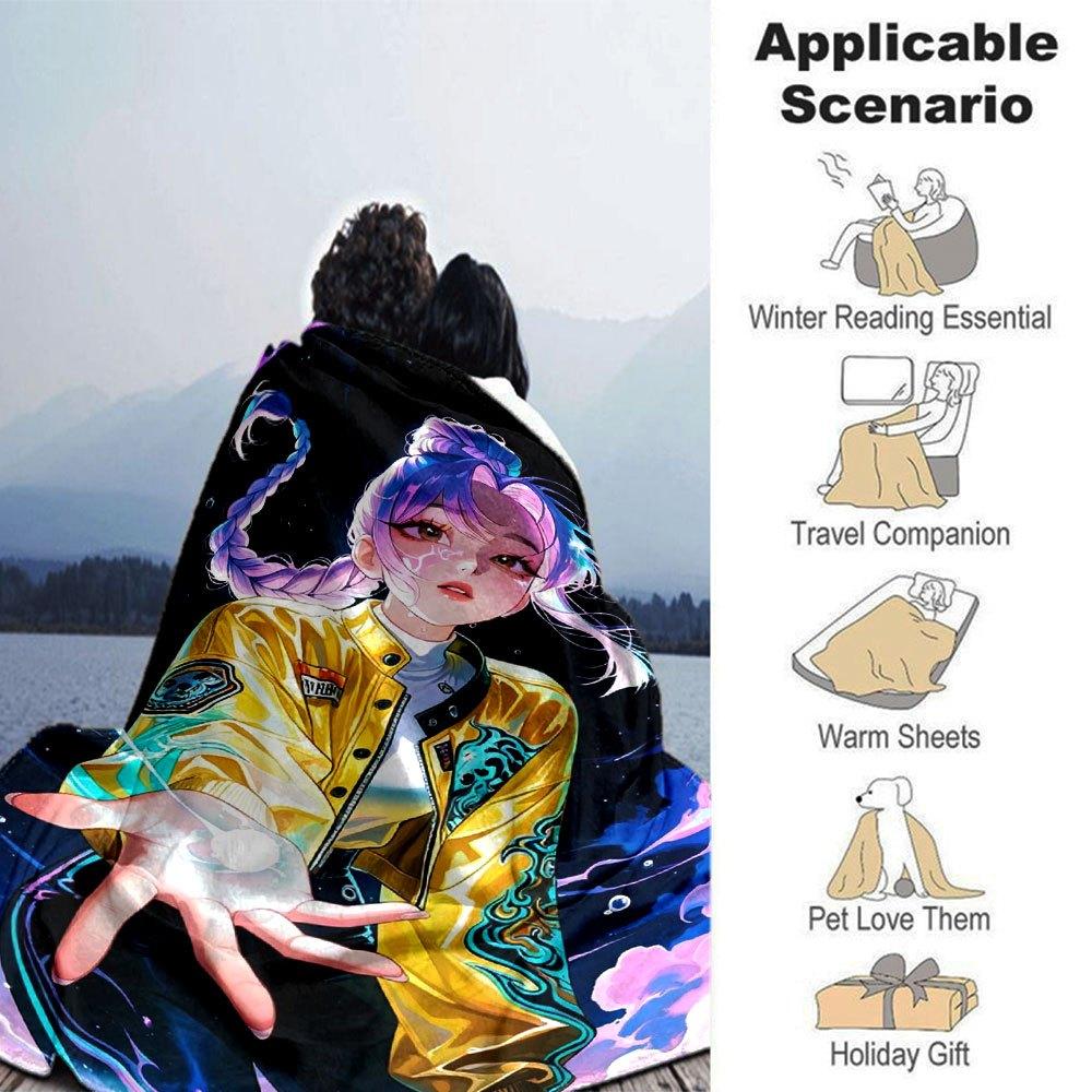 1pc Hunter X Kopo Group - Themed Flannel Blanket - Suitable for Bed, Home Decor, Graduation Gifts, Easter, Back To School, ChristmasA20