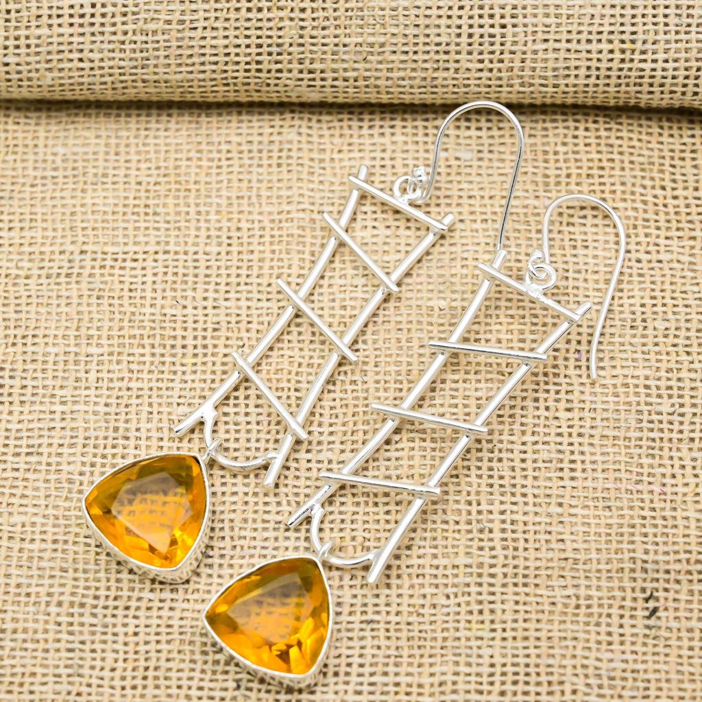 Citrine Earrings, 925 Solid Sterling Silver Gemstone Jewelry, Handmade Earrings, For Thanksgiving