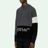 Off-White Alphabet Logo Patchwork Knitted Wool Sweater Men Tops Dark-Grey OMHE048E20KNI0010701