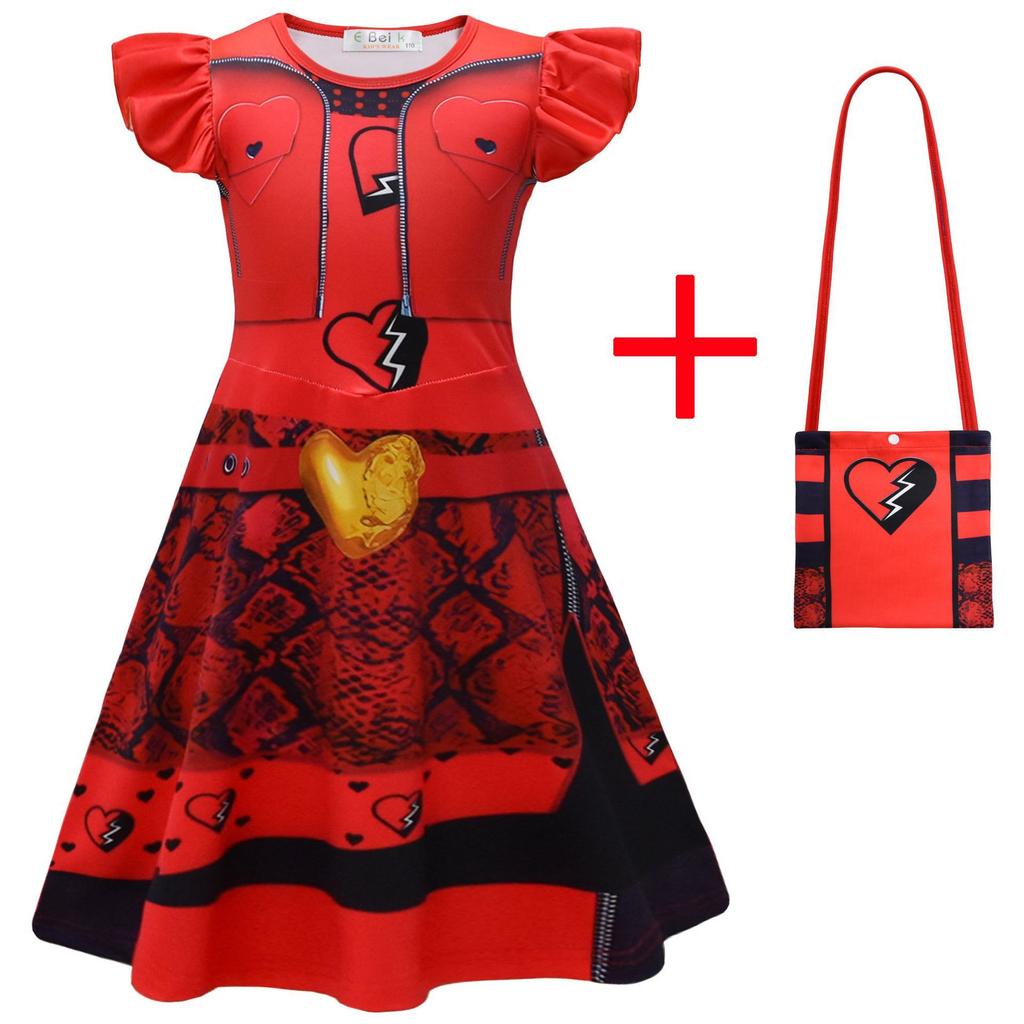 Cartoon Digital Printing Clothing, Middle-Aged And Older Children'S Feifei Sleeve Dress + Pants + Bag 2635