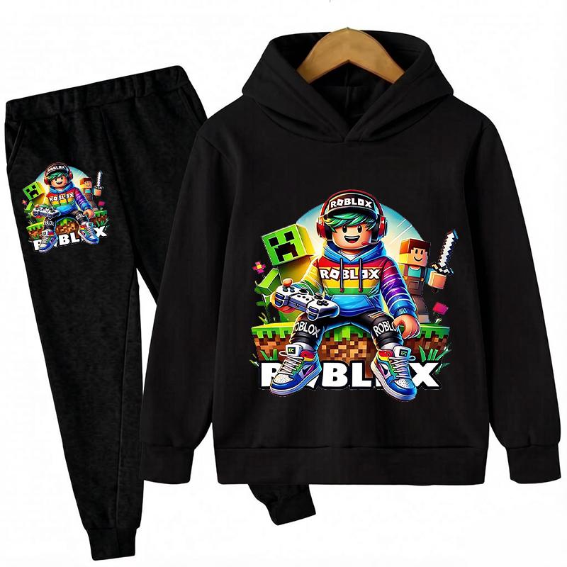 2026 autumn Hot Game Roblox Cartoon Printed Children Clothes boy Autumn/winter Hoodie Set Kid Fashion Pullover Tops+Pant Suit