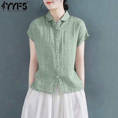 Women's Fashion Casual Summer Spring Solid Color Print Short Sleeve POLO Neck Blouses & Shirts