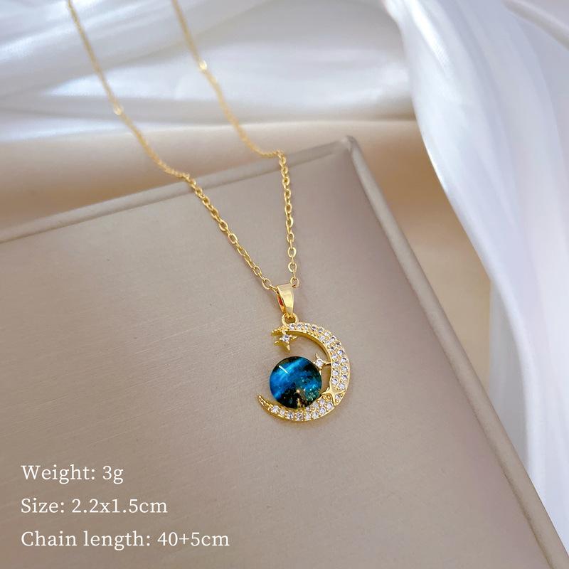 Lucky Necklace Women'S Copper Micro-Inlaid Real Gold Electroplating Simple And Exquisite Clavicle Chain Neck Chain