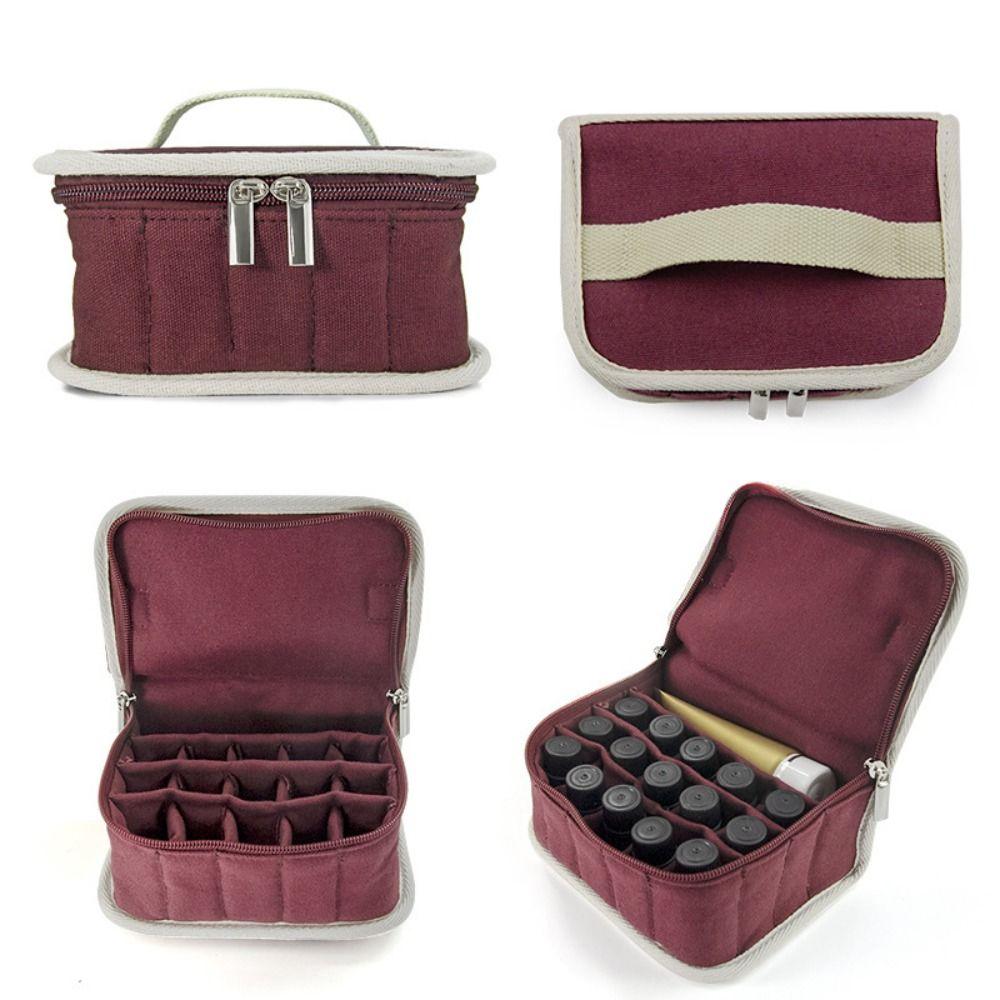 16 Slots Essential Oil Storage Bag Large Capacity Portable Lipstick Organizer Moisture-proof Zipper Closure