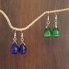 Silver Teardrop Earrings with Natural Green Cat's Eye Stone Agate
