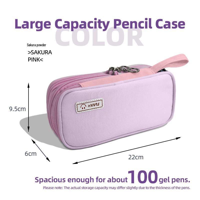 

Three-Layer Large Capacity Ins Style Pencil Case - Creative, Stylish Stationery Box for Students