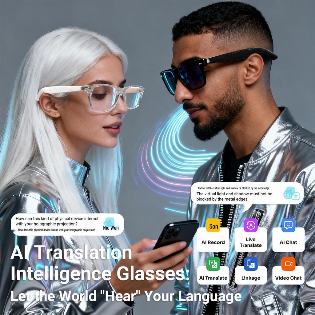 F60 Smart Bluetooth Glasses: AI Translation & Anti-Blue Light, Supports 100+ Languages