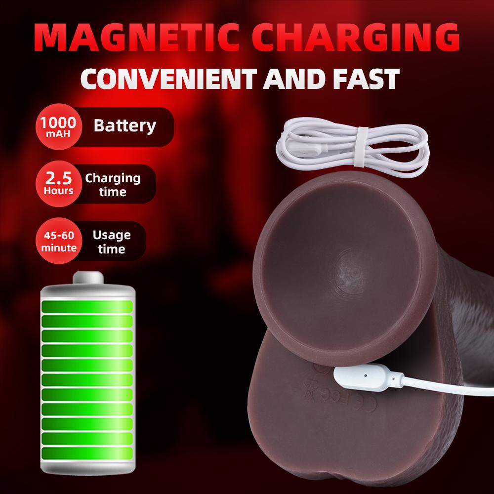 Thrusting Dildo Black Dick Elescopic Vibrating Dildo Vibrator Heating Sex Toy G-Spot Anal Stimulation Vibrating For Women